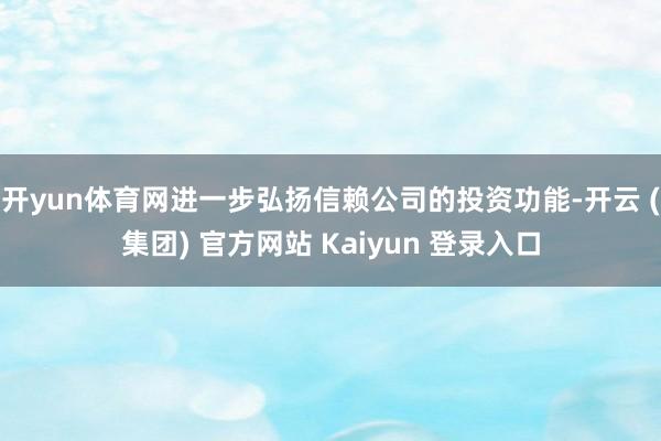 开yun体育网进一步弘扬信赖公司的投资功能-开云 (集团) 官方网站 Kaiyun 登录入口