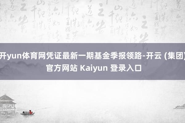 开yun体育网凭证最新一期基金季报领路-开云 (集团) 官方网站 Kaiyun 登录入口